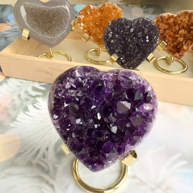 Fully polished amethyst heart (with base)-D - Items for Display - Crystal 