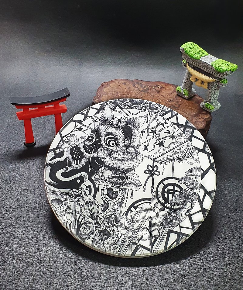 | Oriental Zodiac | Ceramic Coaster - Leo - Coasters - Pottery White