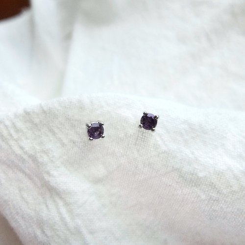 喜羊羊happy sheep jewelry 紫水晶925純銀爪鑲設計耳環