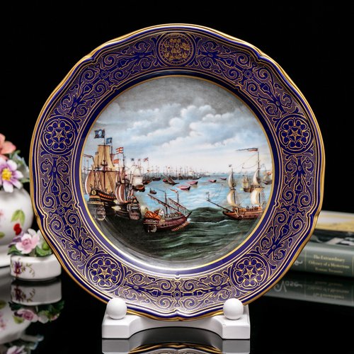 擎上閣裝飾藝術 英國製Spode乘風破浪無敵艦隊限量鑲金奢華歐式骨瓷陶瓷盤掛盤之2