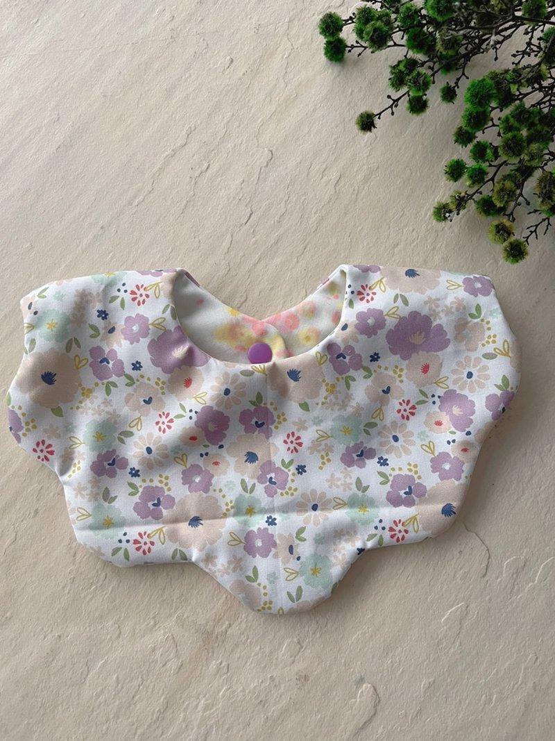 先是紫花開     手工純棉六層紗花瓣圍兜口水巾 - 圍兜/口水巾 - 棉．麻 多色