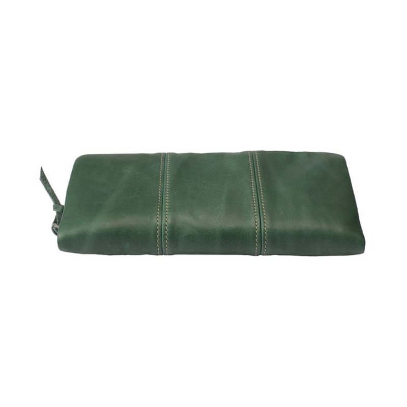 Japanese Toyooka cowhide full zipper long clip green - Wallets - Other Materials 