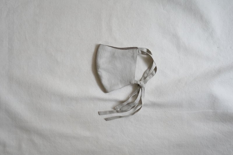 unisex mask | 雙色綁帶口罩 |  米 x 焦 茶 - 口罩/口罩收納套 - 棉．麻 卡其色