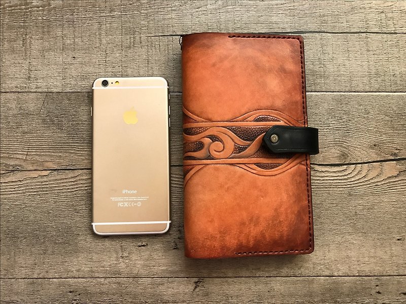 POPO│ good mountain good water cloud line │ pure hand sewing. Carved passport sets │ real leather - Passport Holders & Cases - Genuine Leather Brown