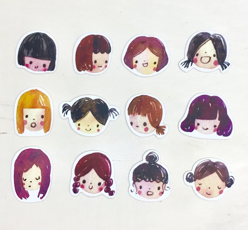 Cute girl emoticon sticker pack - สติกเกอร์ - กระดาษ 