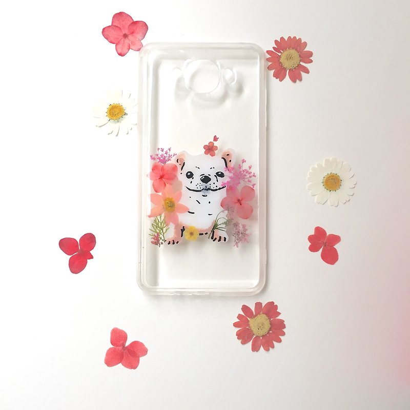 Animal series hand-painted magic bucket and pink flower sea mobile phone case - Phone Cases - Plants & Flowers Pink
