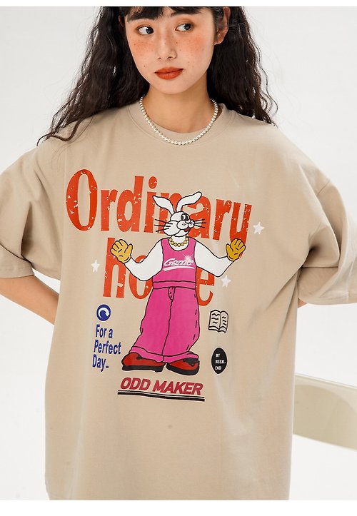 oddmaker odd maker兔子印花新款短袖創意t恤寬松純棉小眾設計圓領上衣