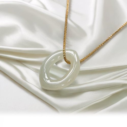 瓔珞珠寶盒 E.L.Jewelry Box 冰糯黃翡翠馬眼平安環項鍊 | 天然緬甸玉翡翠A貨