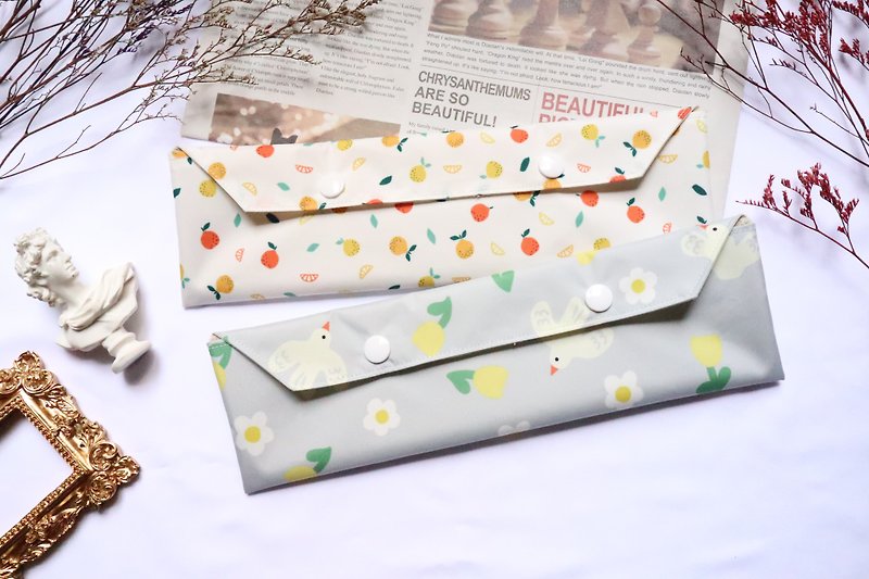 Eco-friendly cutlery bag│Waterproof storage bag:::little orange/dream dove - Chopsticks - Waterproof Material White