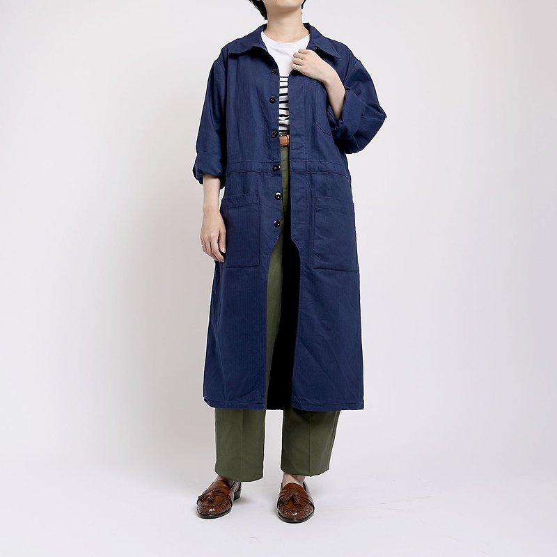 1980 Germany NAVY Work Coat - เสื้อแจ็คเก็ต - ผ้าฝ้าย/ผ้าลินิน สีน้ำเงิน