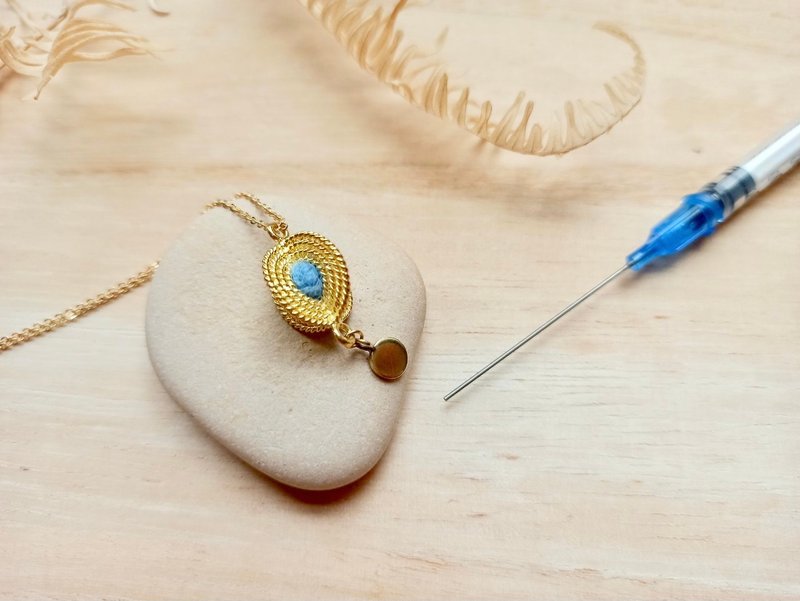 藍心羊毛氈擴香項鍊 - 項鍊 - 羊毛 藍色