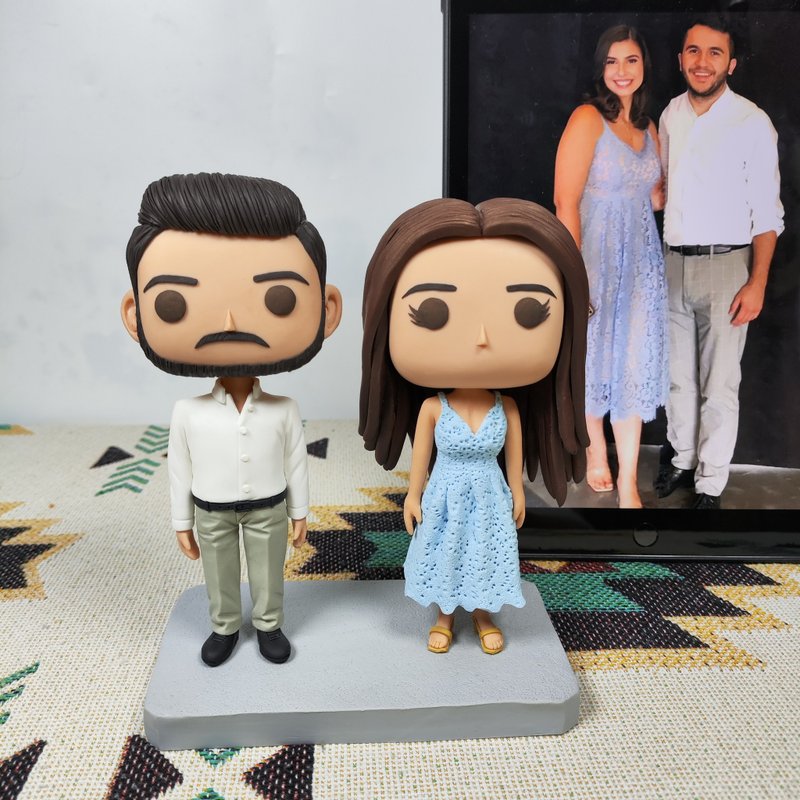 客製化3D人像公仔 訂製手工Funko Pop情侶父母夫妻結婚週年禮物 - 公仔/玩偶 - 黏土 多色
