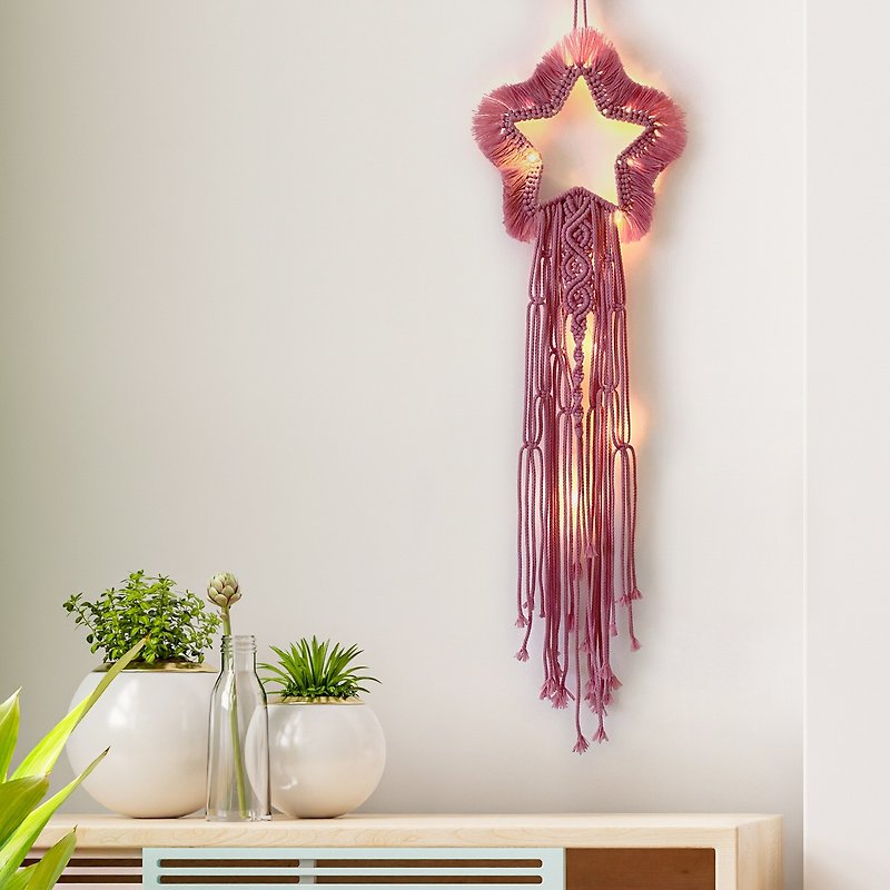 Star Wish--Macrame Woven Wall Decoration/Gift/Home Decoration - Wall Décor - Cotton & Hemp Pink