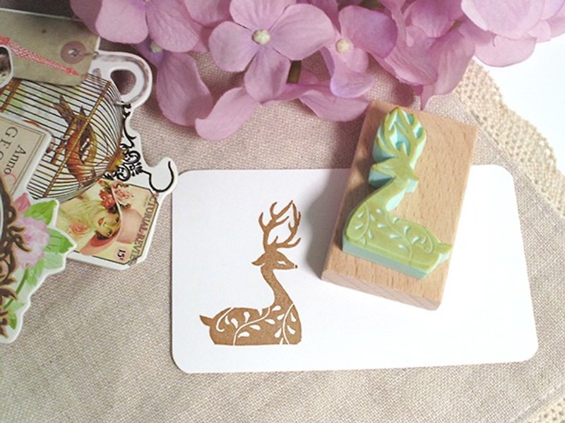 Apu handmade chapter elegant sleeping deer stamp shadow hand account stamp - Stamps & Stamp Pads - Rubber 