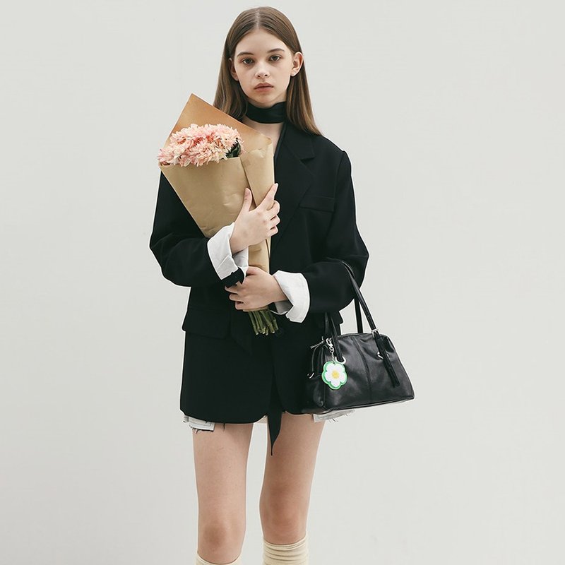 韓國製 MUR Arti Vegan Leather 包包 (Crinkle Black) - 側背包/斜背包 - 環保材質 