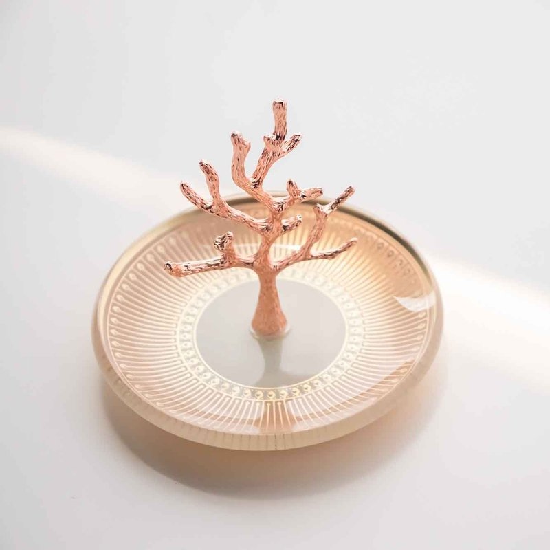 聖誕禮物【粉紅玫瑰飾品收納盤】情人節│婚禮禮物│生日禮物 - 其他 - 玻璃 粉紅色