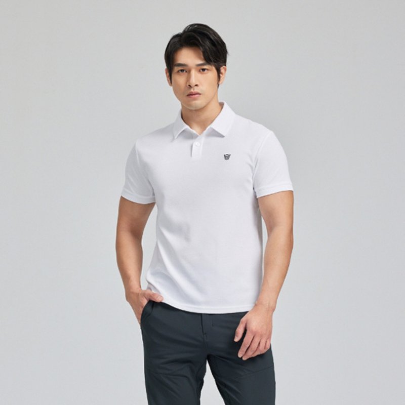 經典短袖運動 polo 衫 (TCool 涼感防曬)-白 - 男襯衫/休閒襯衫 - 其他材質 白色