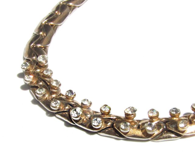 50s Coro rhinestone design chain vintage necklace - Shop panic-art 