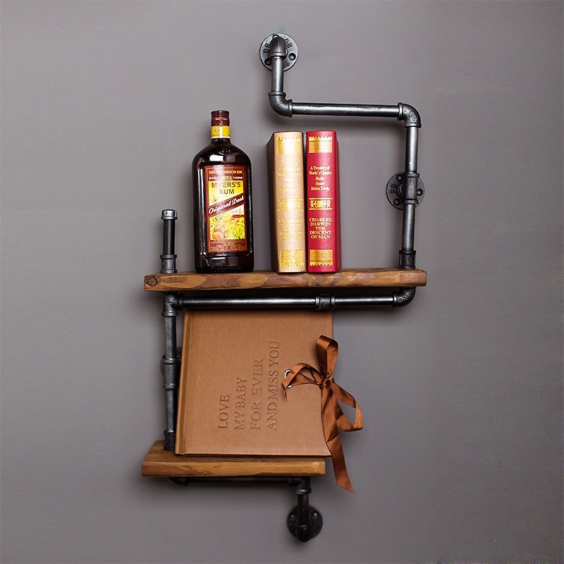 Industrial Feng Shui Pipe Shelves Wall Decoration Bookshelf - Storage - Other Metals Brown
