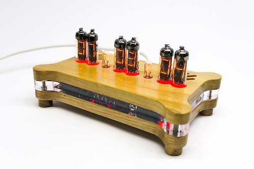 KamaLabs NUMITRON Desk clock with IV-9 Tubes + Remote + RGB + Power Wooden case
