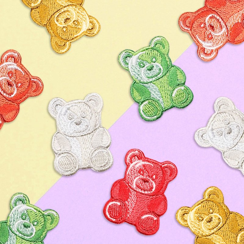 【刺繡布貼】Gummy Bears 小熊軟糖系列 (五色) - 貼紙 - 繡線 