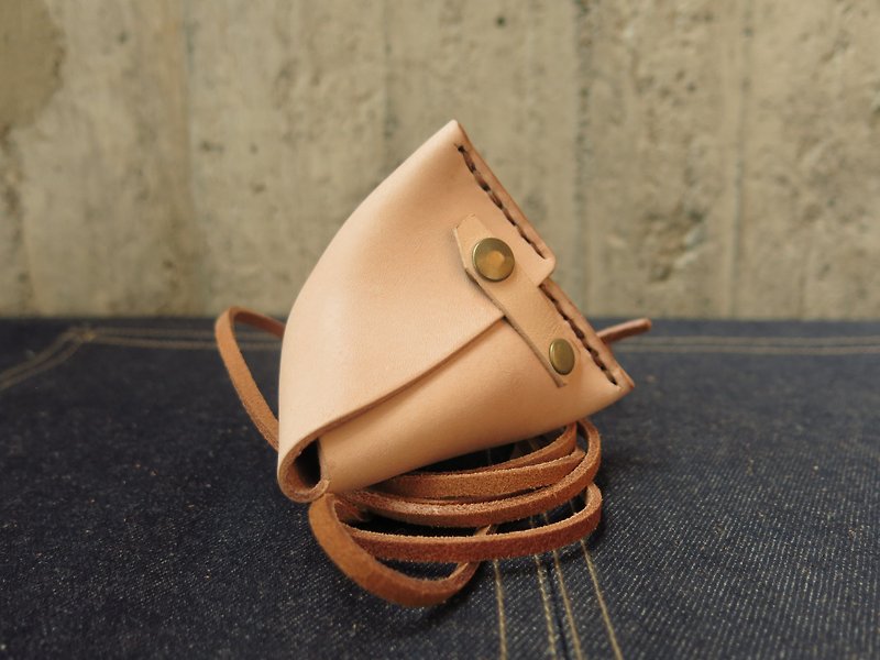 Pyramid purse color vegetable tanned leather. Hand-sewn [JANE_one_piece] - Coin Purses - Genuine Leather Brown