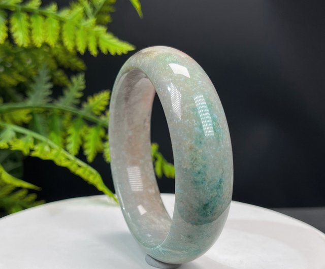 精品精選珊瑚玉手鐲57MM 冰潤高瓷藍綠灰粉鳳尾紋沈穩純正