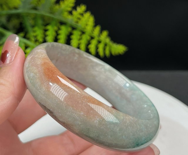 精品精選珊瑚玉手鐲57MM 冰潤高瓷藍綠灰粉鳳尾紋沈穩純正