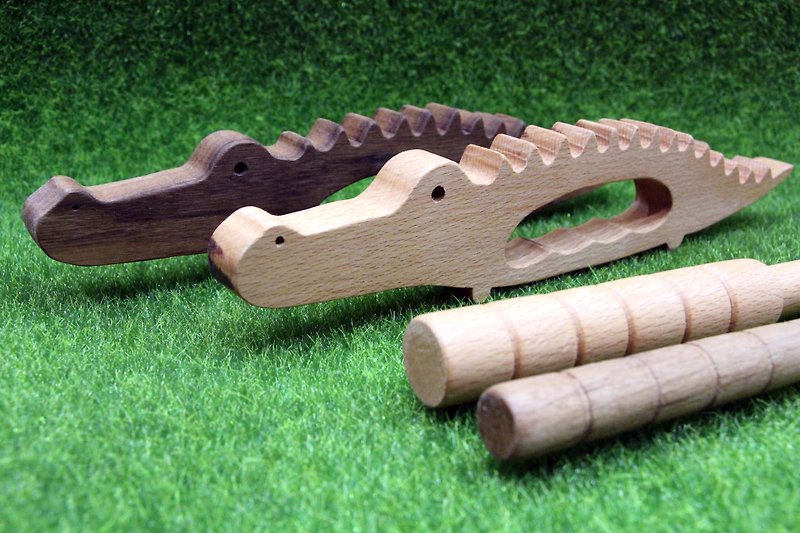 Log knocking small crocodile hand knocking wooden instrument children music toy wooden toy - ของเล่นเด็ก - ไม้ สีนำ้ตาล