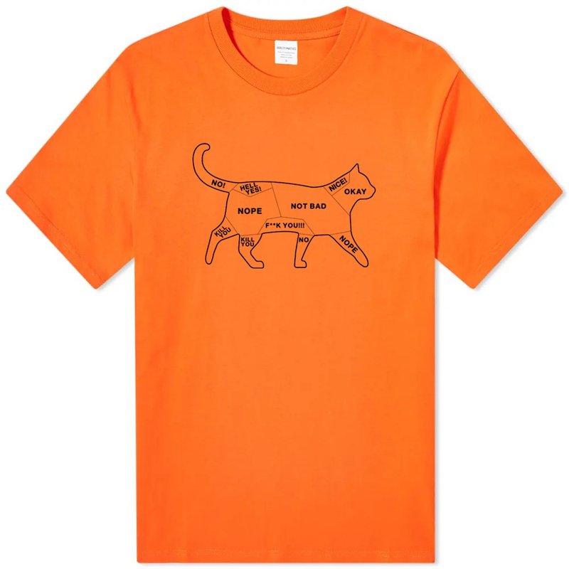 Cat Petting unisex Orange t shirt - เสื้อยืดผู้ชาย - ผ้าฝ้าย/ผ้าลินิน สีส้ม