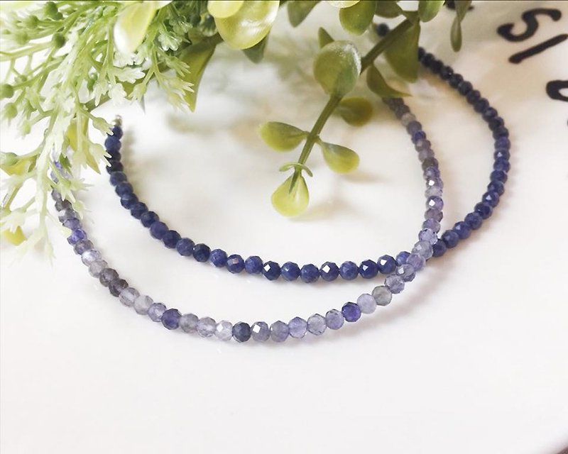 MH sterling silver natural stone elegant series_beijing stone - Bracelets - Semi-Precious Stones Blue