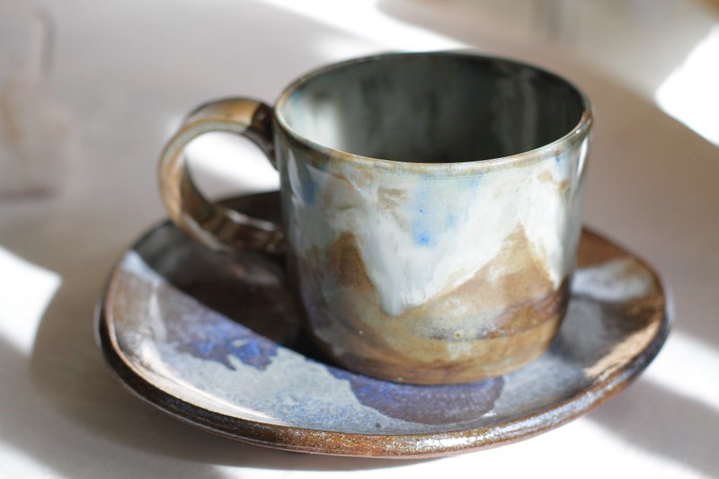 Hand drawn magic blue oil painting style ceramic coffee cup/mug/ceramic cup - แก้วมัค/แก้วกาแฟ - ดินเผา สีน้ำเงิน