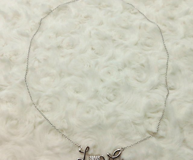 Details about   925 Silver Clavicle Necklace Bling Cursive Love Pendant Exquisite Gift Box 