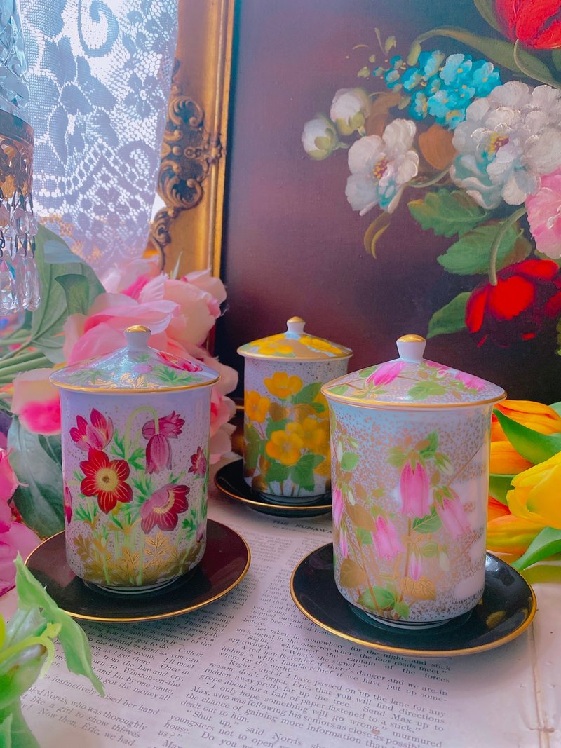 1986年日本製手繪花卉古董杯 花茶杯 庫存品 完整手繪 - 茶壺/茶杯/茶具 - 瓷 