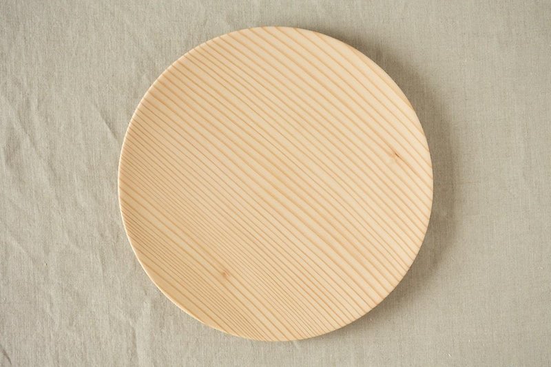 Wood 24cm 02 of the potter's wheel grind of wooden plate fir (fir) - จานเล็ก - ไม้ สีกากี