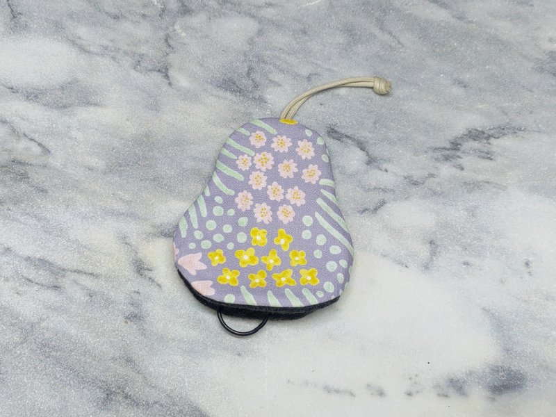 繁花紫 梨型鑰匙包【K251124】 - 鑰匙圈/鑰匙包 - 棉．麻 多色