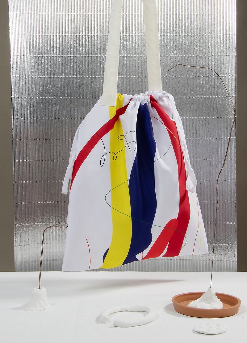 Drawing in practice Drawstring Backpack (White) - Large - Messenger Bags & Sling Bags - Cotton & Hemp White