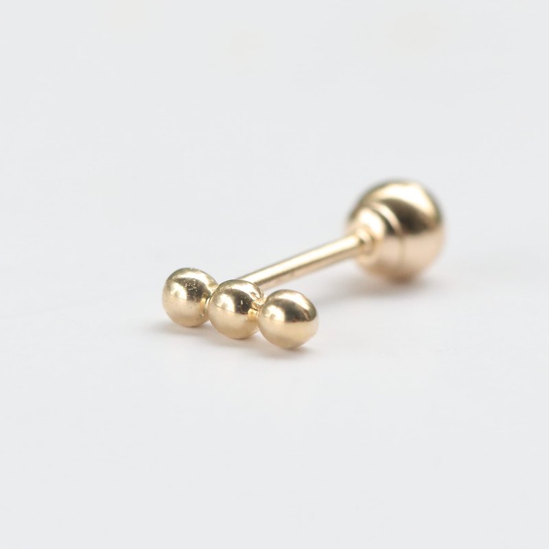 14K 三金球鎖珠耳環 (單個) - 耳環/耳夾 - 貴金屬 金色