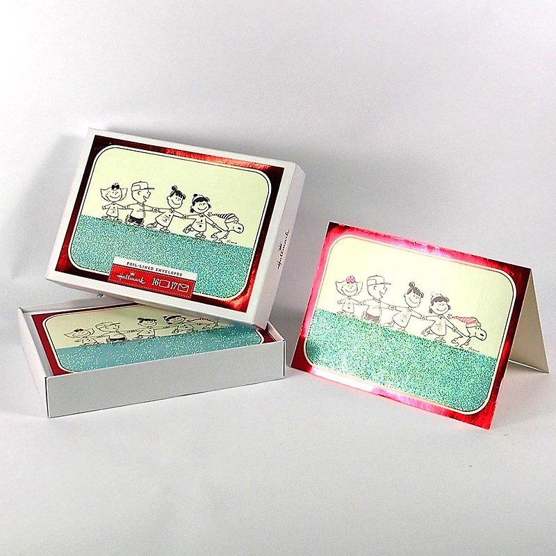 Snoopy一起手牽手 耶誕盒卡16入【Hallmark-卡片 聖誕節系列】 - 卡片/明信片 - 紙 藍色