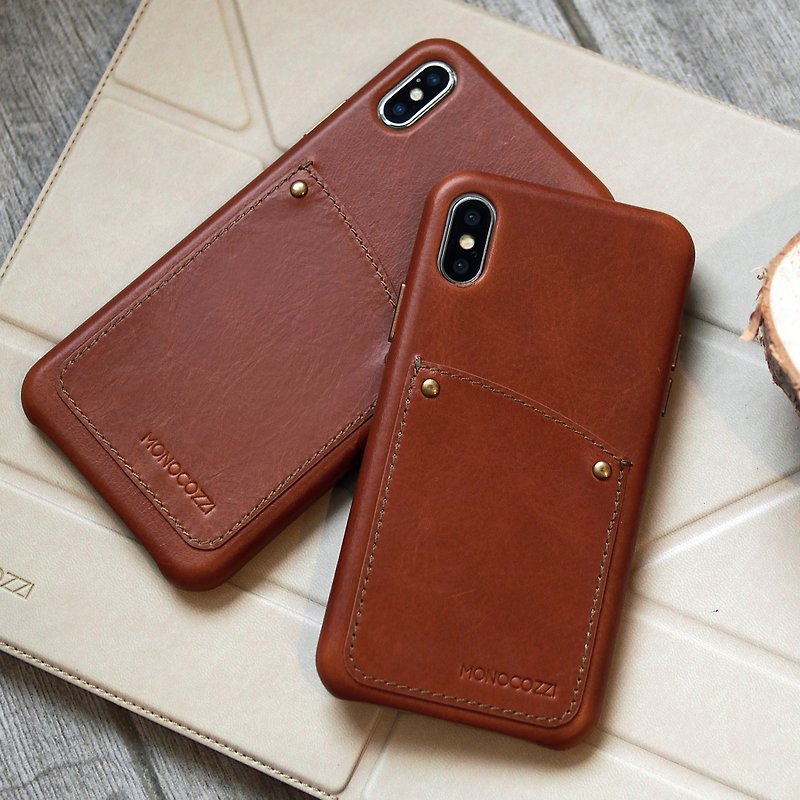Exquisite | Vintage Leather Hard Shell Case for iPhone XS / Max  - Tan - Phone Cases - Genuine Leather Brown
