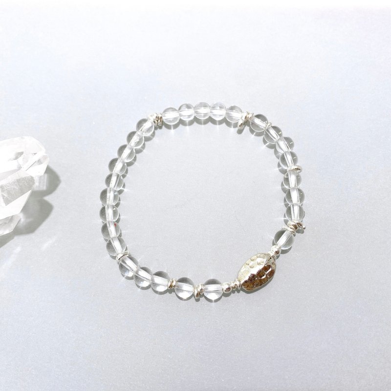 Ops Rock Crystal silver bracelet -白水晶/手工飾品/簡約/純銀 - 手鍊/手環 - 銀 透明