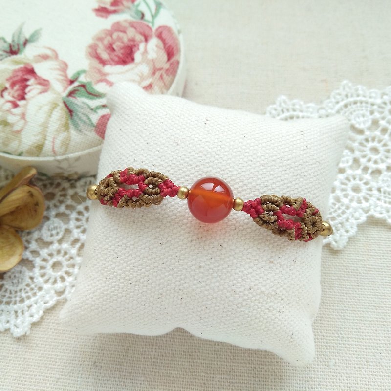 Handmade by BUHO. Oriental beauty. Carnelian X South American Brazil Wax Line Bracelet - Bracelets - Gemstone Red