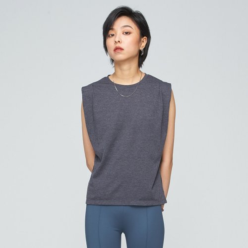 VOUX 抗菌透氣打摺上衣(女)-夜幕灰