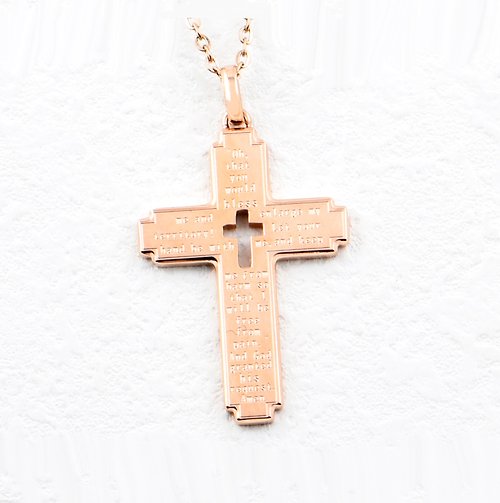 JM Jewelry 雅比斯禱告十字架頸鏈 (精鋼)