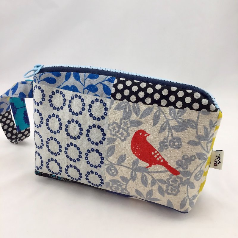 Colorful patchwork style - cosmetic bag / sundries / purse / universal bag - กระเป๋าเครื่องสำอาง - ผ้าฝ้าย/ผ้าลินิน 