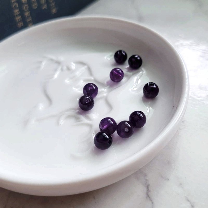 DIY材料。6mm紫水晶圓珠 (10顆入) 串珠散珠 - 零件/散裝材料/工具 - 水晶 紫色