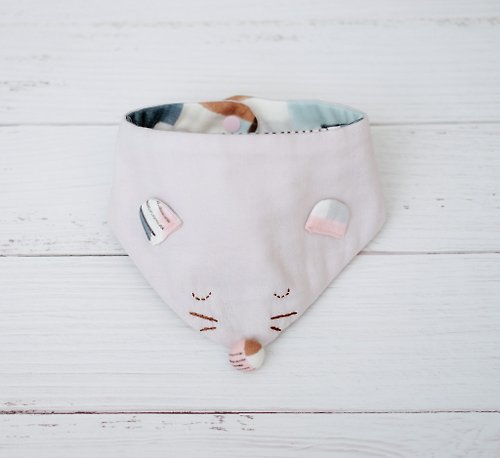 OKAPPA 動物造型 萌睡小老鼠領巾式圍兜 日本製二重紗 彌月禮口水巾