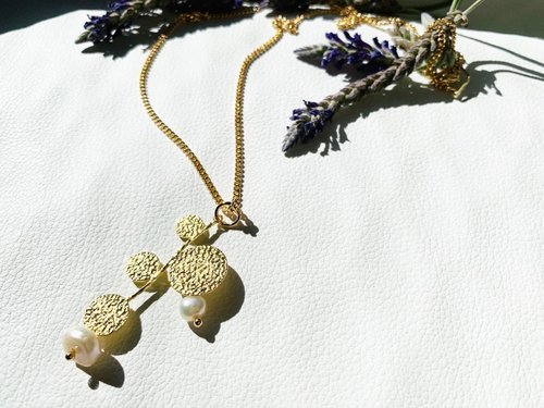 璦薇兒【Doris】手作時尚飾品 大小圓形珍珠黃銅長項鍊 可以免費修改您的項鍊尺寸