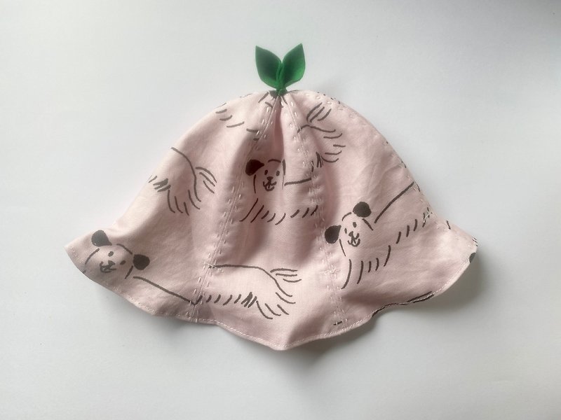 Grow bigger and bigger leaf hat 49cm dog dog - หมวกเด็ก - ผ้าฝ้าย/ผ้าลินิน สึชมพู