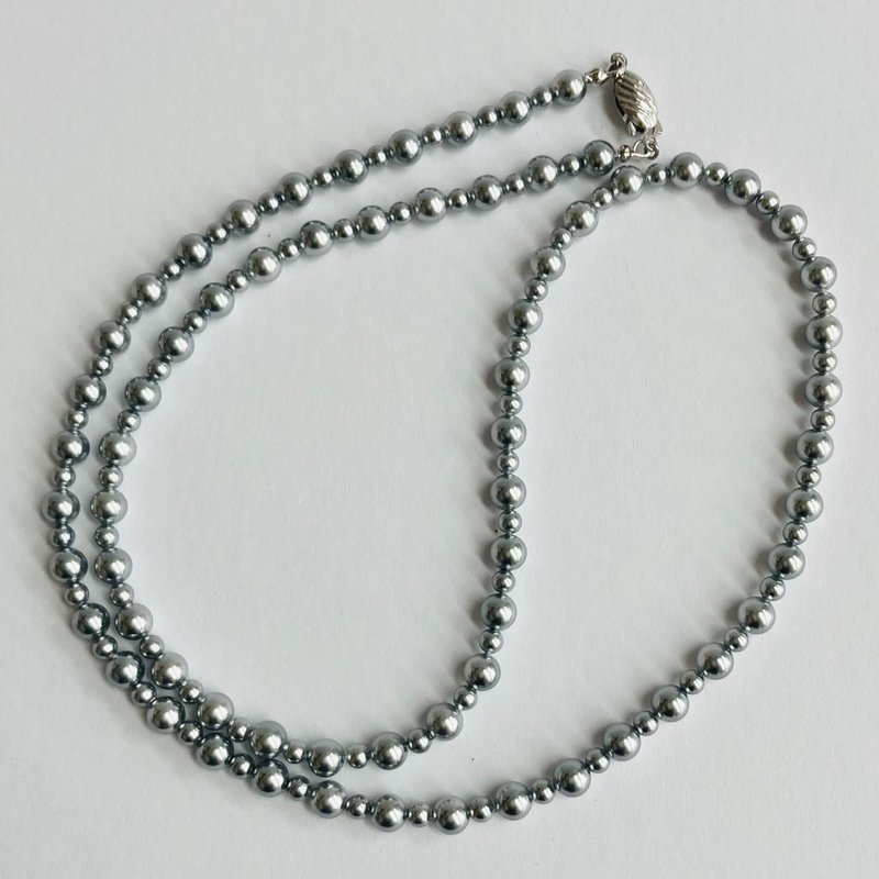 貝パールコンビマチネーネックレス/5mm約60cm/グレー/R/made in japan - 項鍊 - 貝殼 灰色